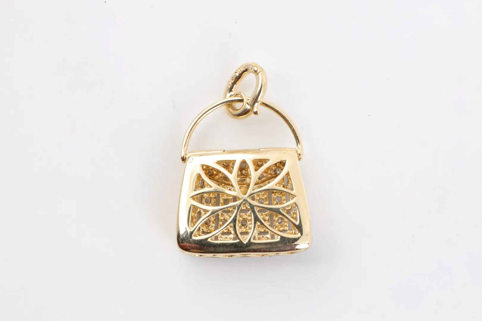 14k Yellow Gold 0.17tcw Diamond Handbag Pendant (5.40g.)