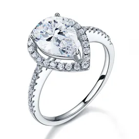 2 Ct Pear Cut Ring Sterling 925 Silver Wedding Promise Anniversary Engagement Jewelry XFR8221