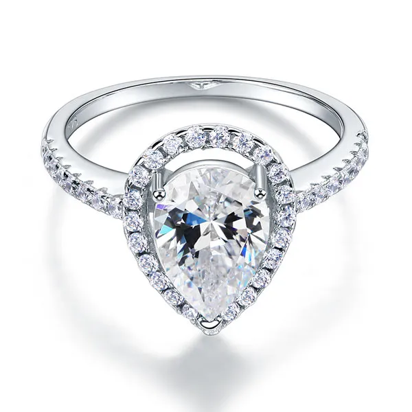 2 Ct Pear Cut Ring Sterling 925 Silver Wedding Promise Anniversary Engagement Jewelry XFR8221