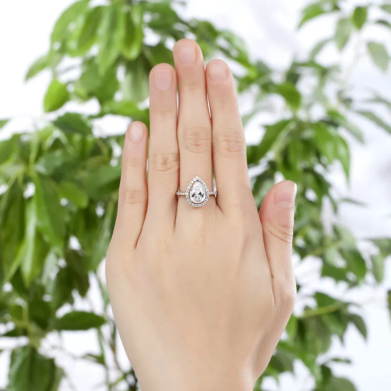 2 Ct Pear Cut Sterling 925 Silver Rose Gold Plated Ring Wedding Promise Engagement XFR8325