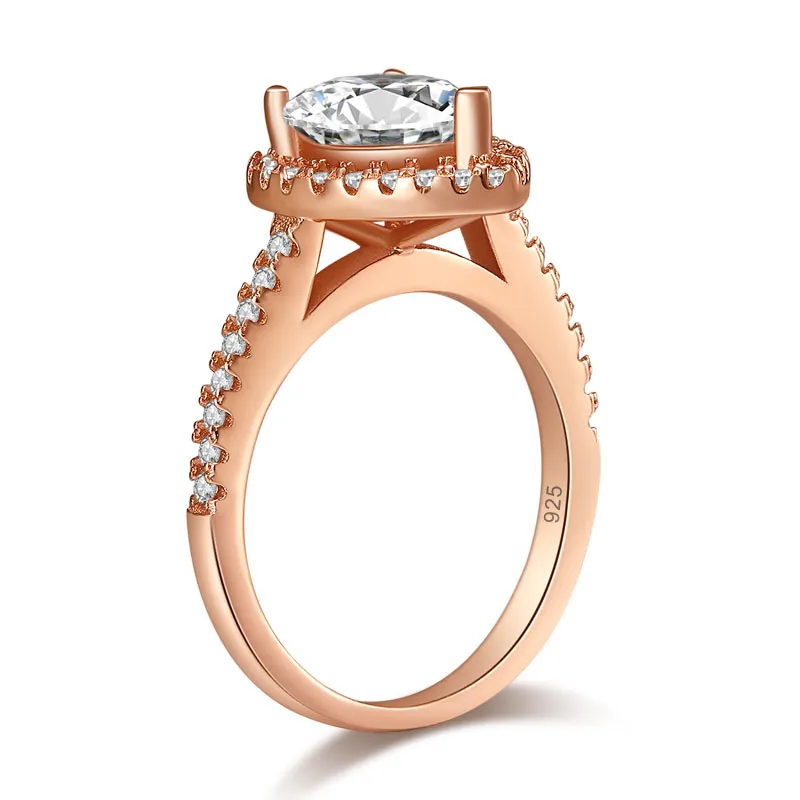 2 Ct Pear Cut Sterling 925 Silver Rose Gold Plated Ring Wedding Promise Engagement XFR8325