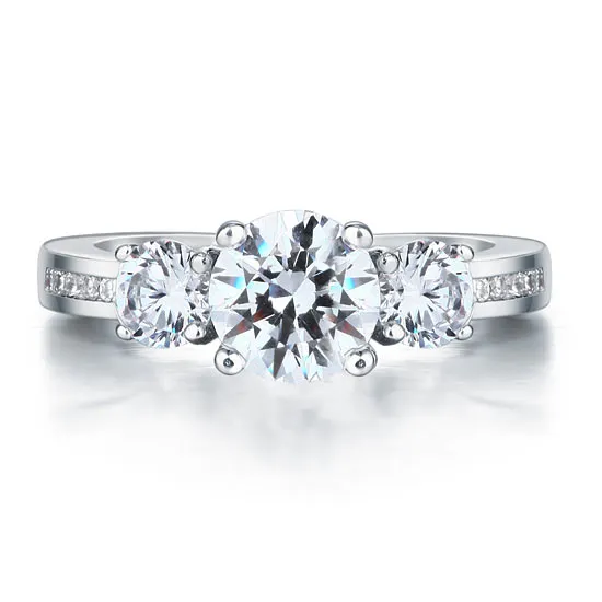 3 Stone Created Diamond Solid Sterling 925 Silver Ring XFR8065
