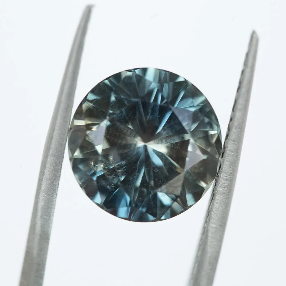 6.84ct GIA Round Montana Sapphire Six Prong Split Shank Solitaire in 18k Yellow Gold