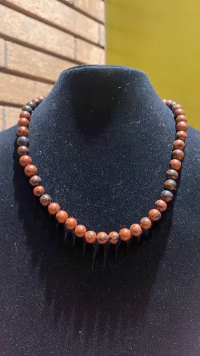 8MM Mahogany Obsidian Bead Stretchy Cord Necklace/Bracelet/Anklet
