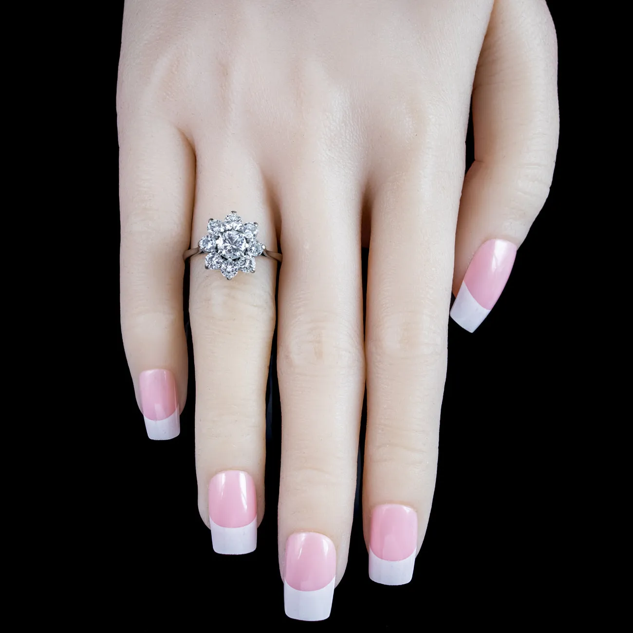 Antique Edwardian Diamond Daisy Cluster Ring 2.25ct Total