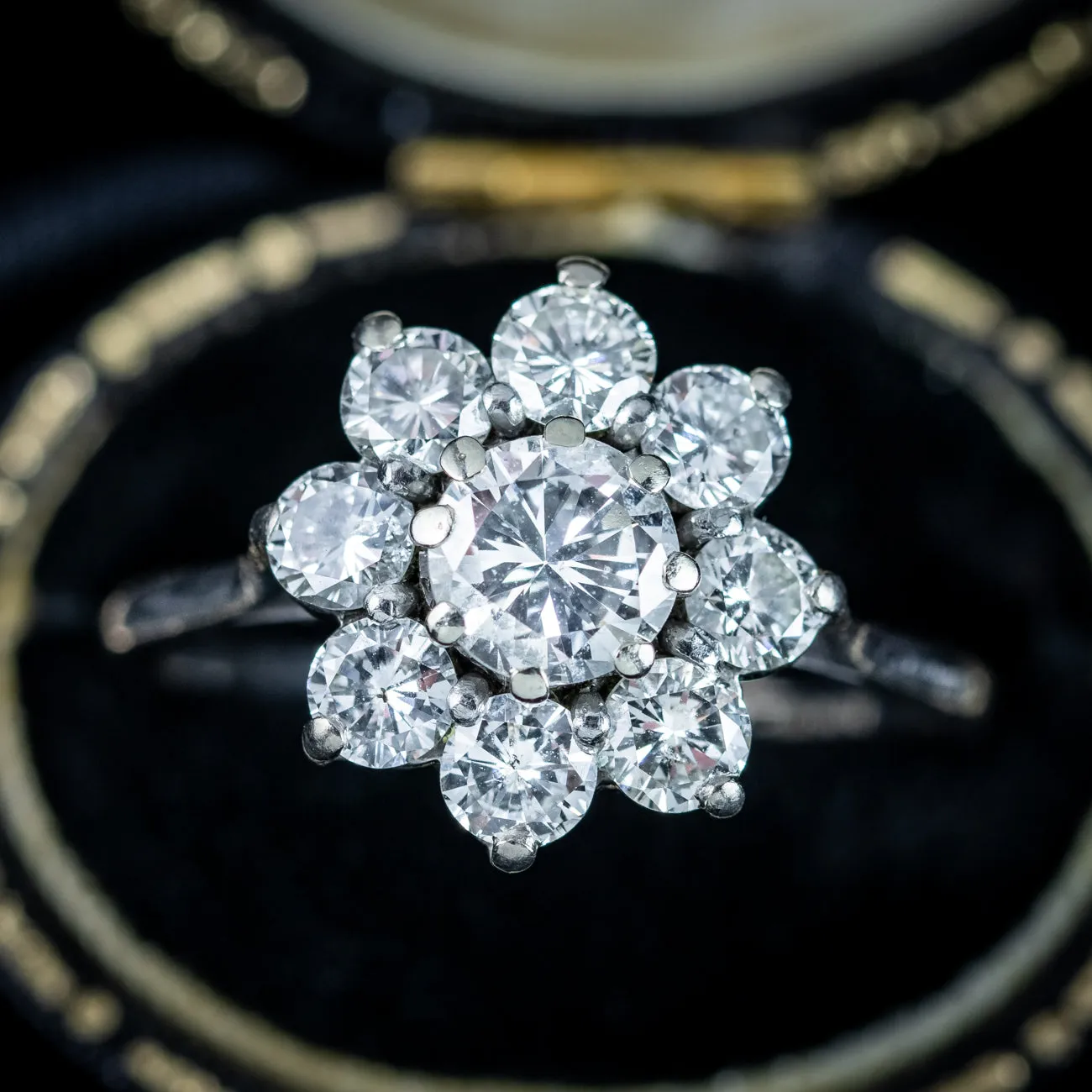Antique Edwardian Diamond Daisy Cluster Ring 2.25ct Total