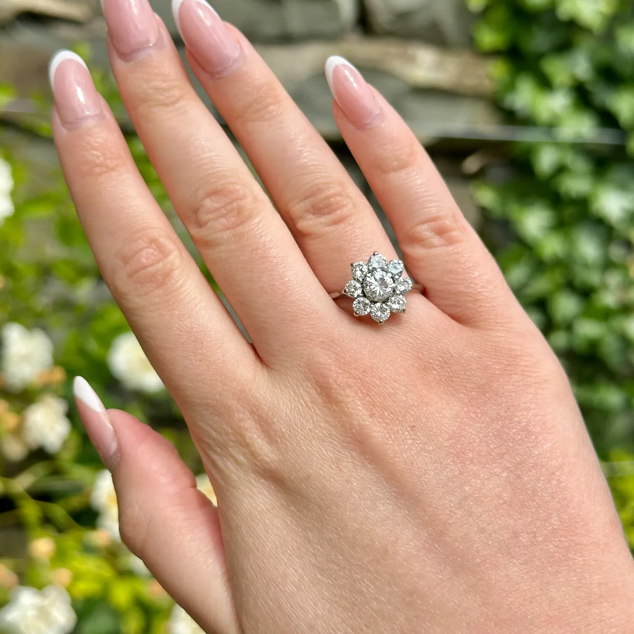 Antique Edwardian Diamond Daisy Cluster Ring 2.25ct Total