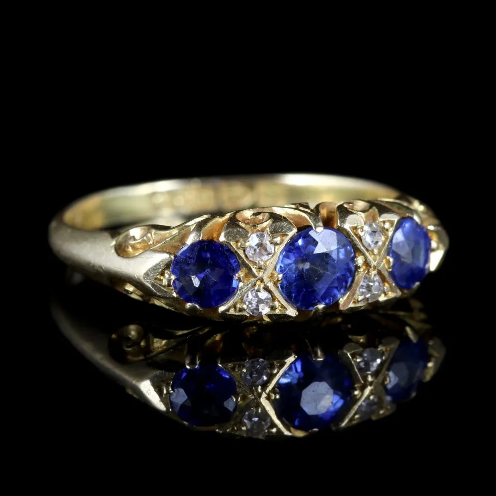 Antique Edwardian Sapphire Diamond Trilogy Ring Chester 1905