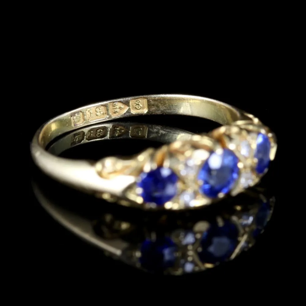 Antique Edwardian Sapphire Diamond Trilogy Ring Chester 1905