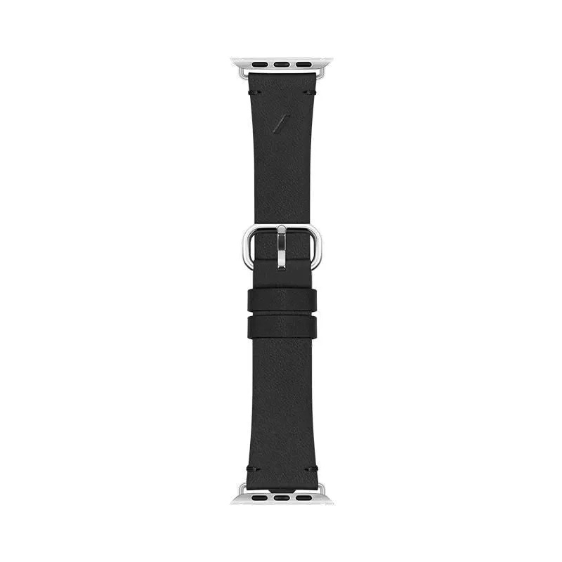 Apple Watch (42/44/SE/45/46/49mm) Native Union Classic Strap Ægte Læder Rem - Sort