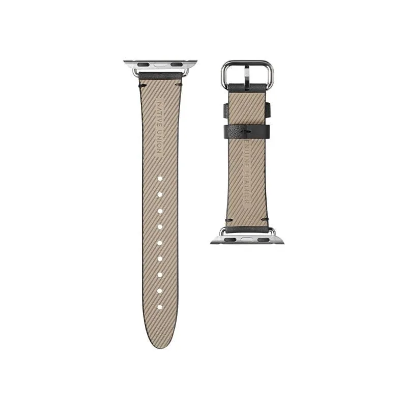 Apple Watch (42/44/SE/45/46/49mm) Native Union Classic Strap Ægte Læder Rem - Sort
