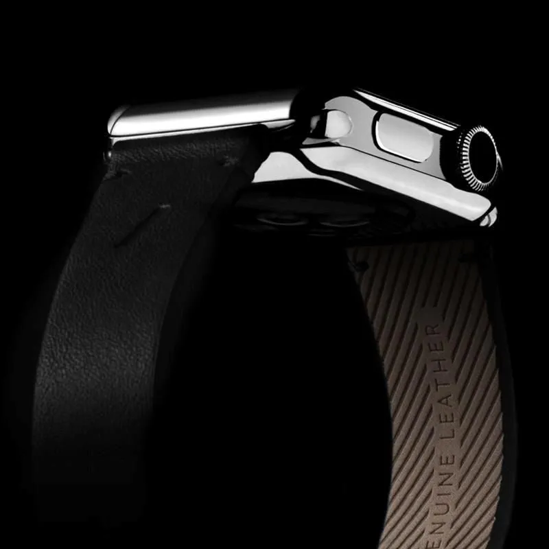 Apple Watch (42/44/SE/45/46/49mm) Native Union Classic Strap Ægte Læder Rem - Sort