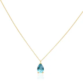 Blue Topaz Teardrop Pendant Necklace