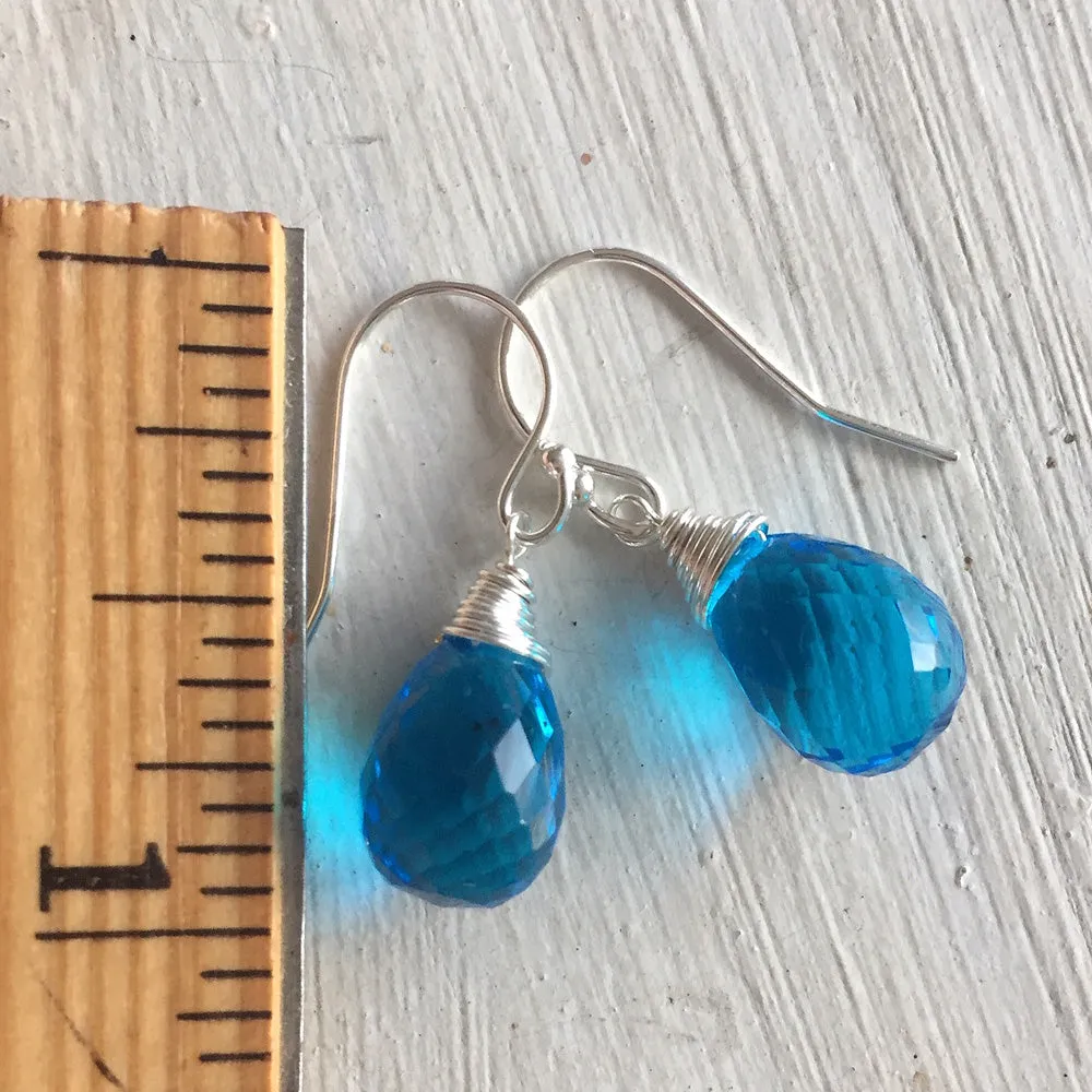 Bright Blue Plump Teardrop Dangle Earrings