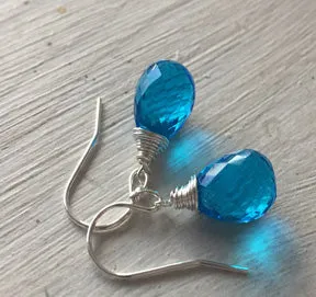 Bright Blue Plump Teardrop Dangle Earrings