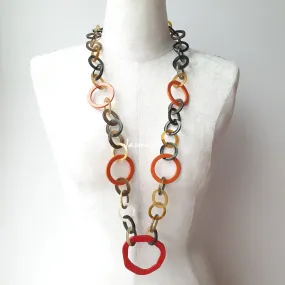 Colorful and Trendy Necklace J18058, Made by Buffalo Horn and Lacquer