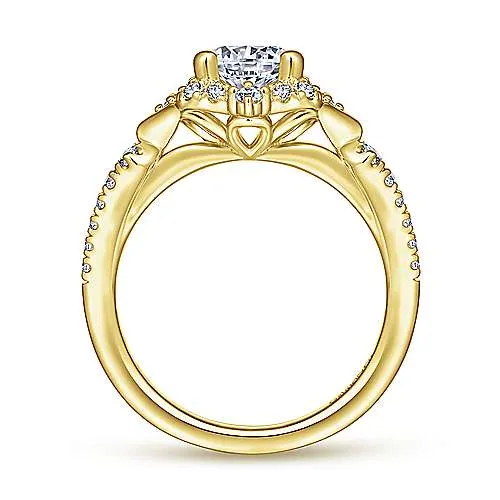 Gabriel "Veronique" 14K Yellow Gold Round Halo Diamond Engagement Ring
