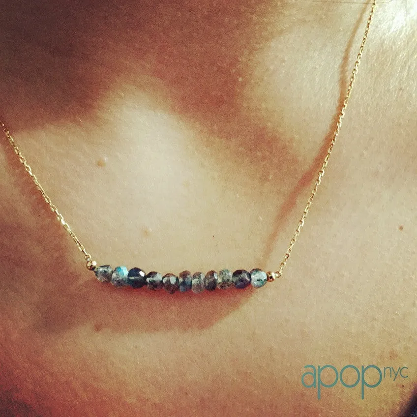Gold-Dipped Labradorite Bar Pendant Necklace