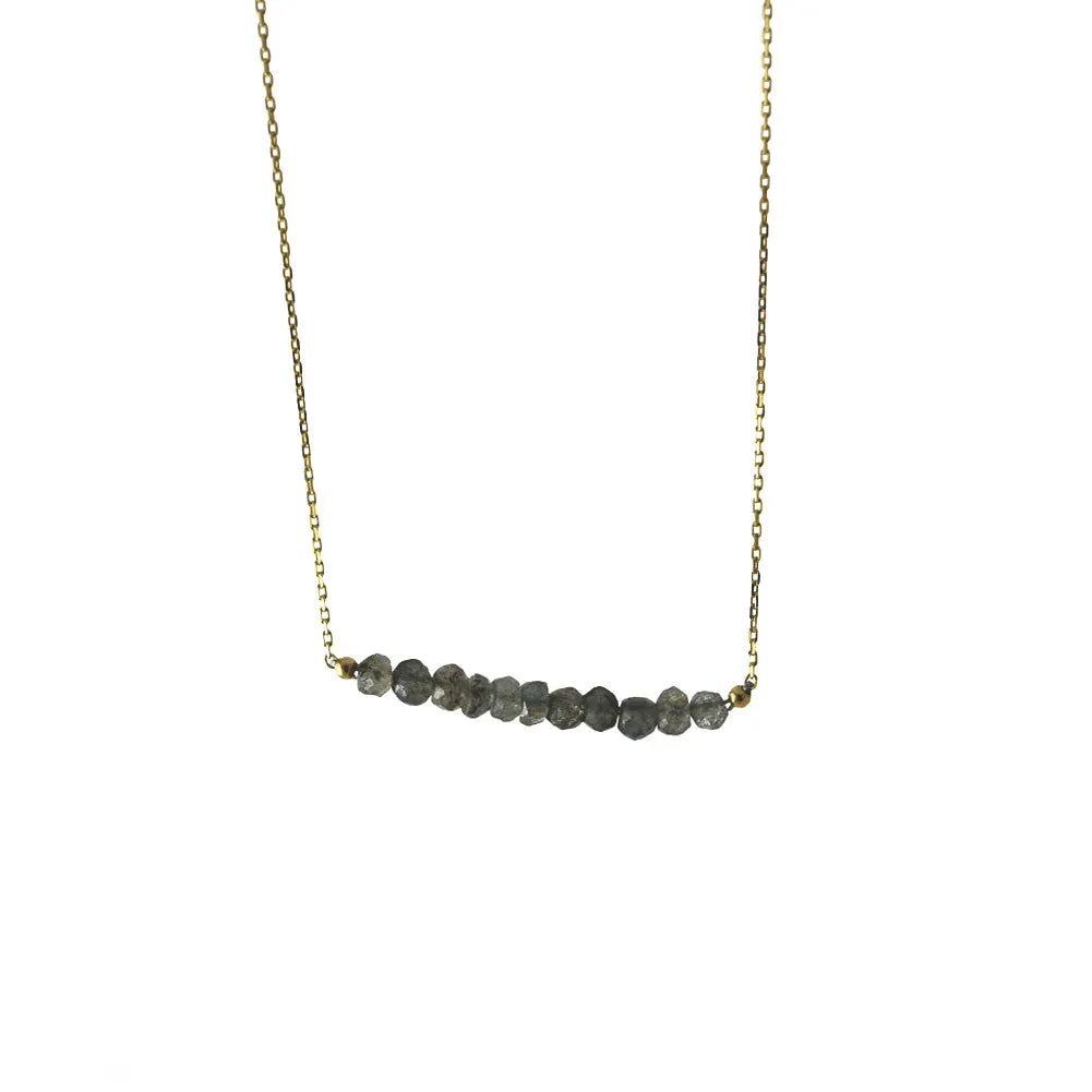 Gold-Dipped Labradorite Bar Pendant Necklace