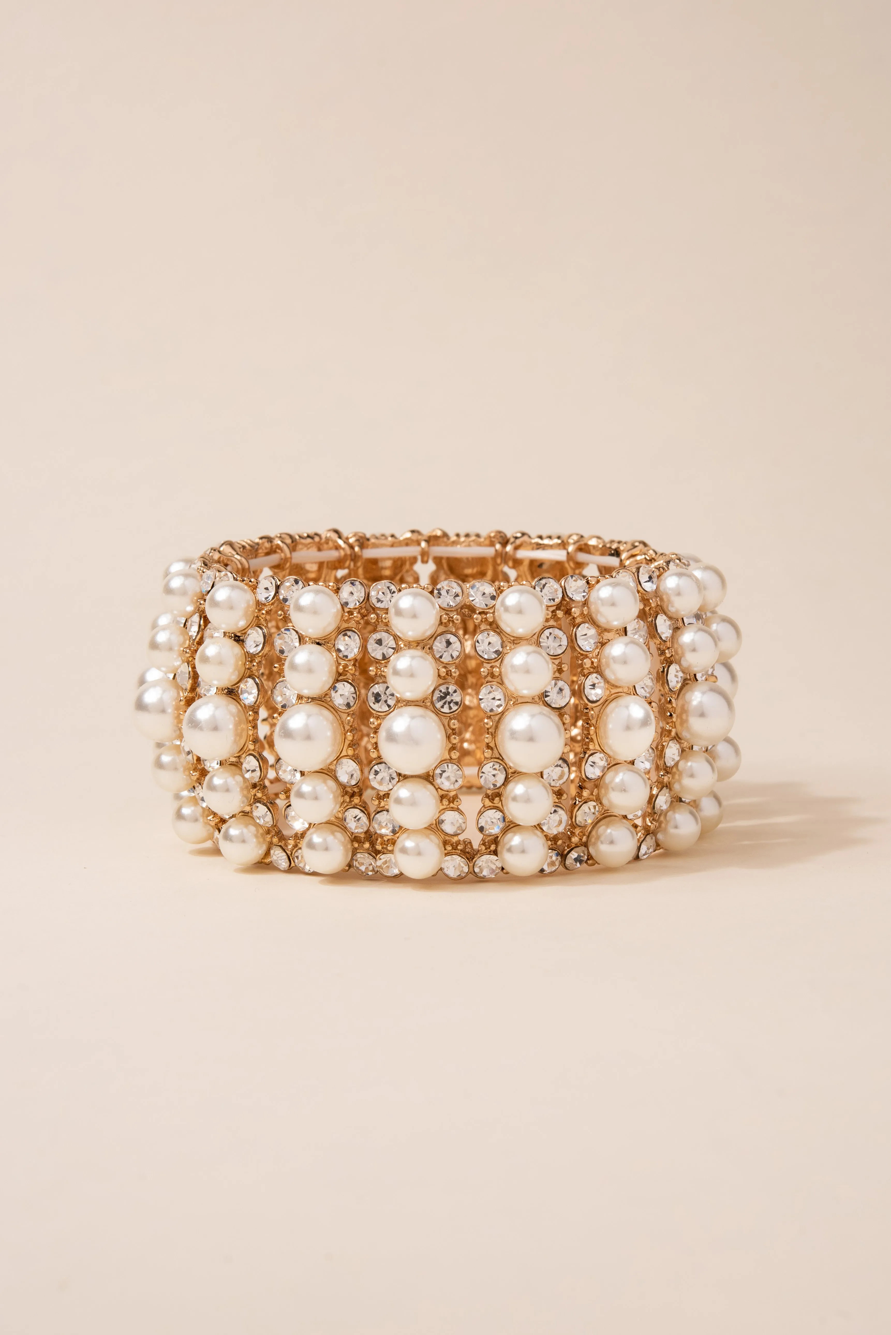 Marvel Pearl & Rhinestone Bracelet Bangle