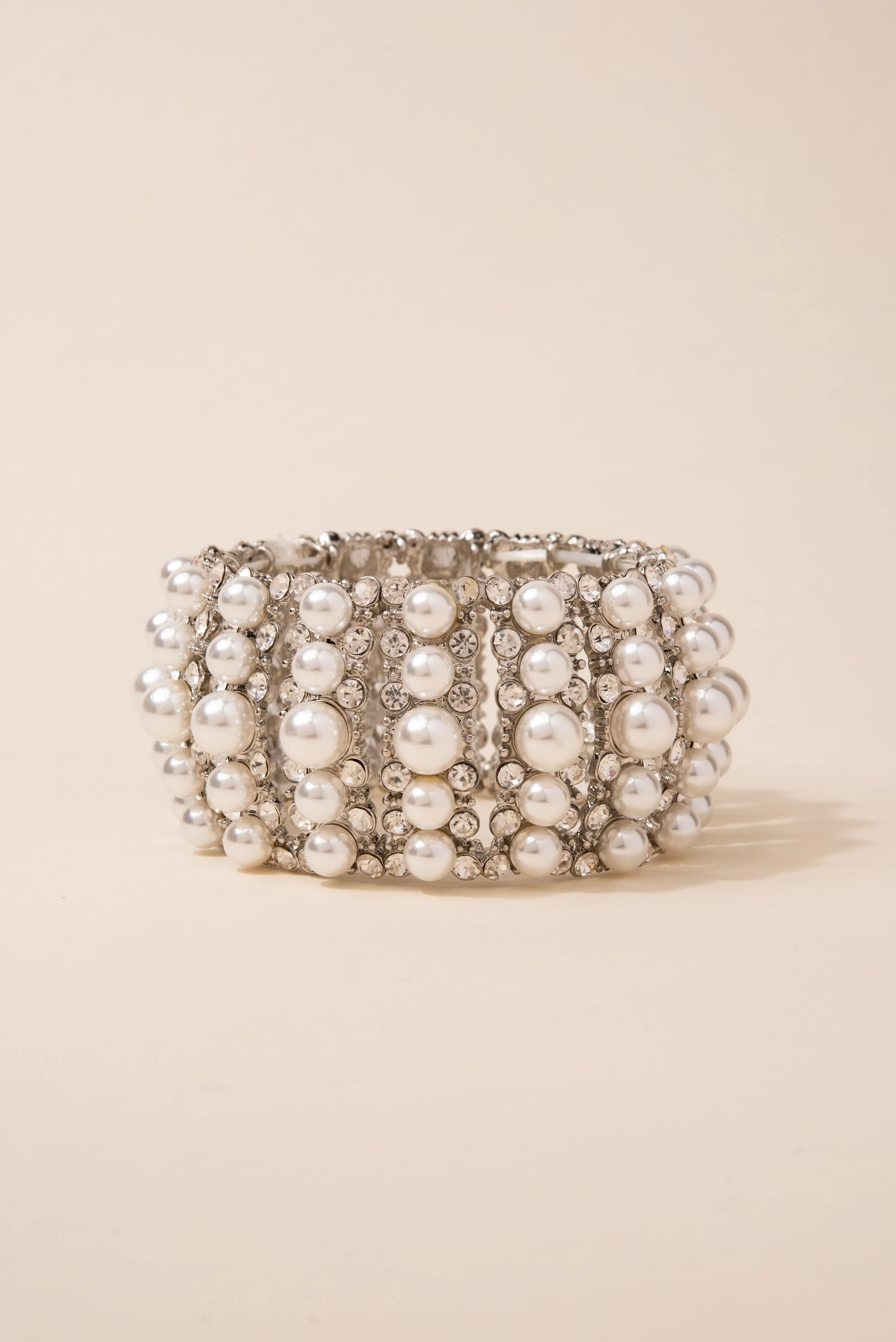Marvel Pearl & Rhinestone Bracelet Bangle