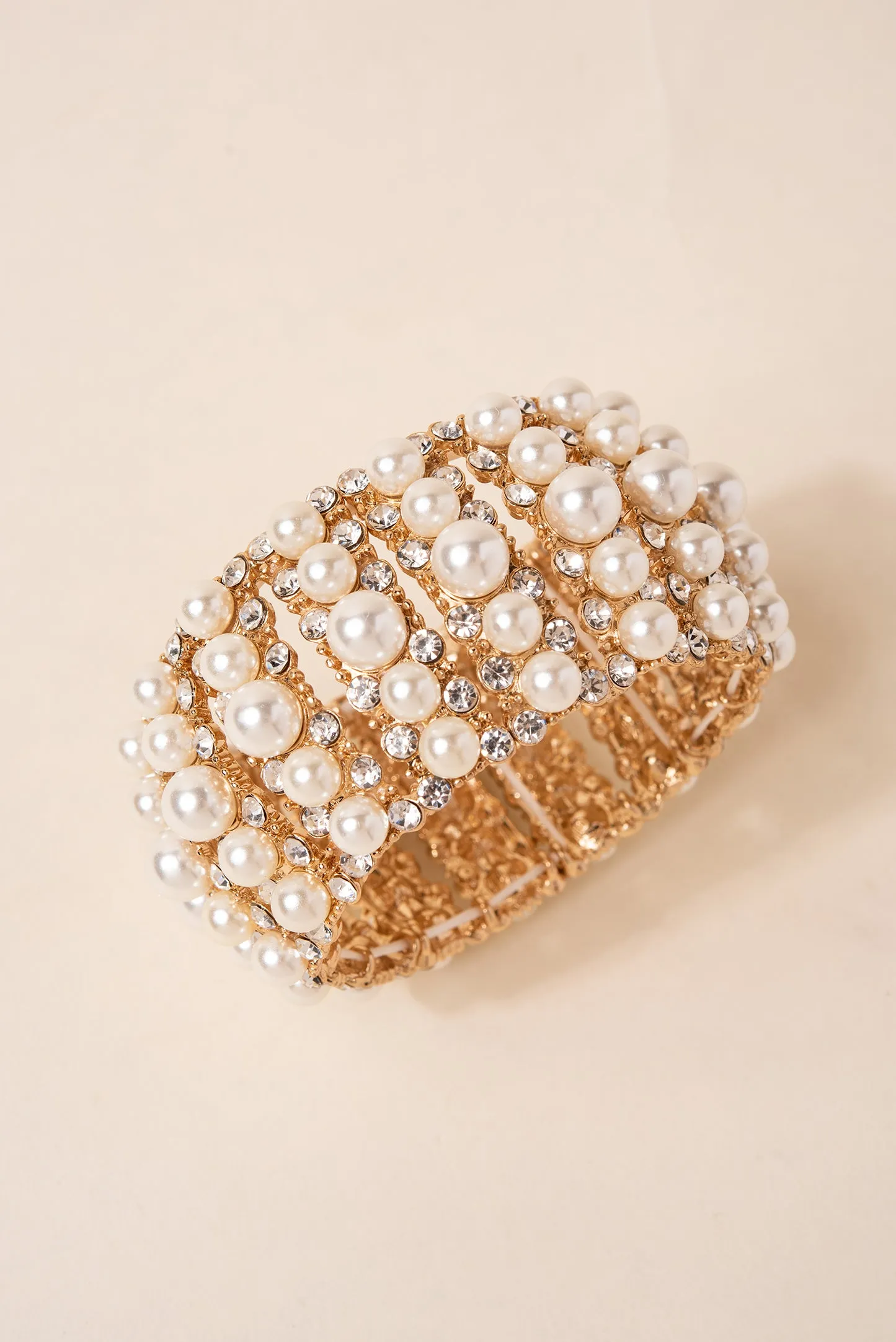 Marvel Pearl & Rhinestone Bracelet Bangle