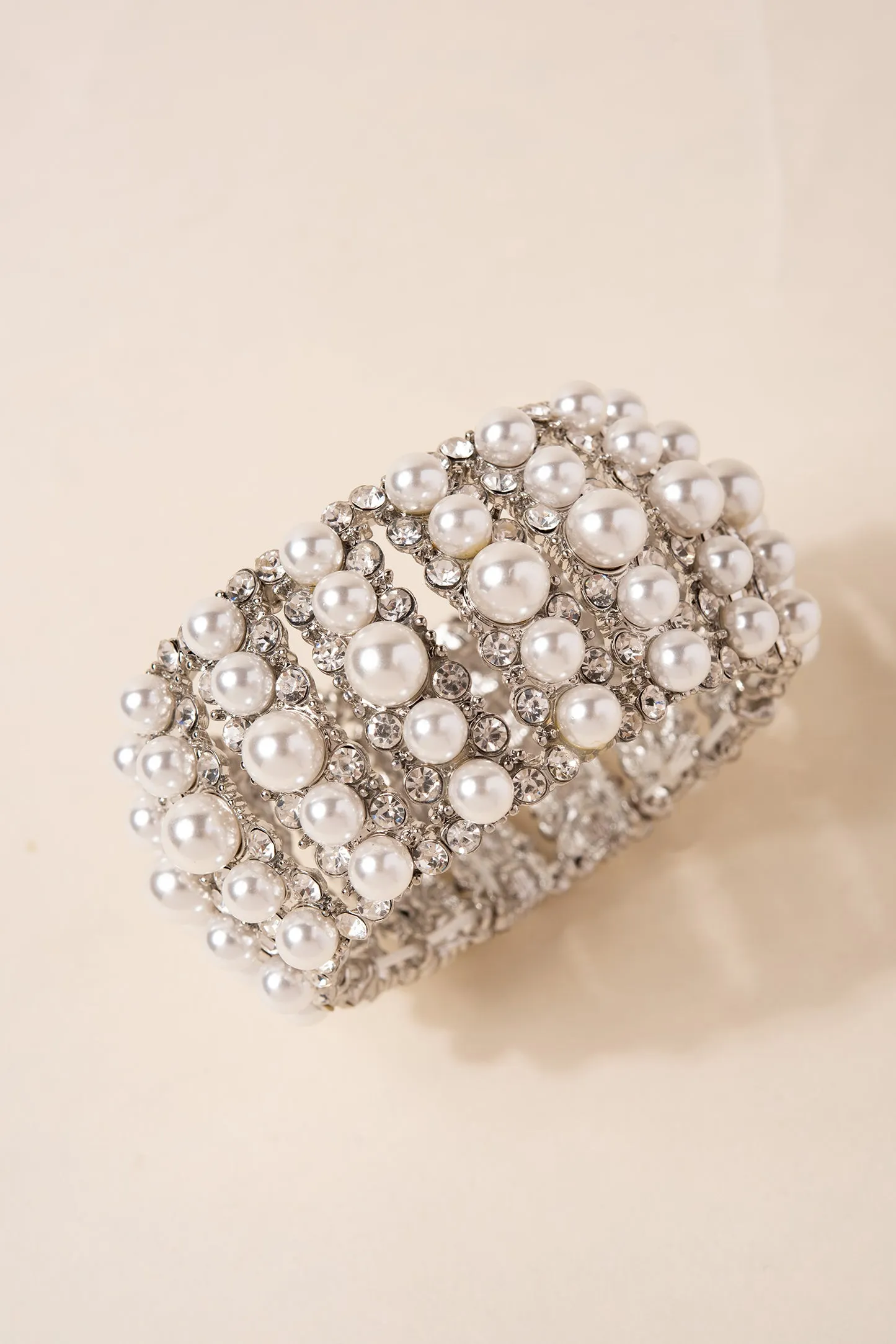 Marvel Pearl & Rhinestone Bracelet Bangle