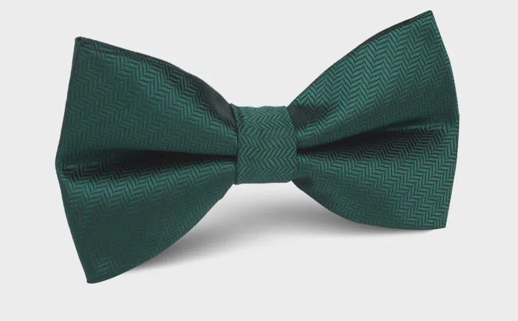 Otaa dark green herringbone bow tie
