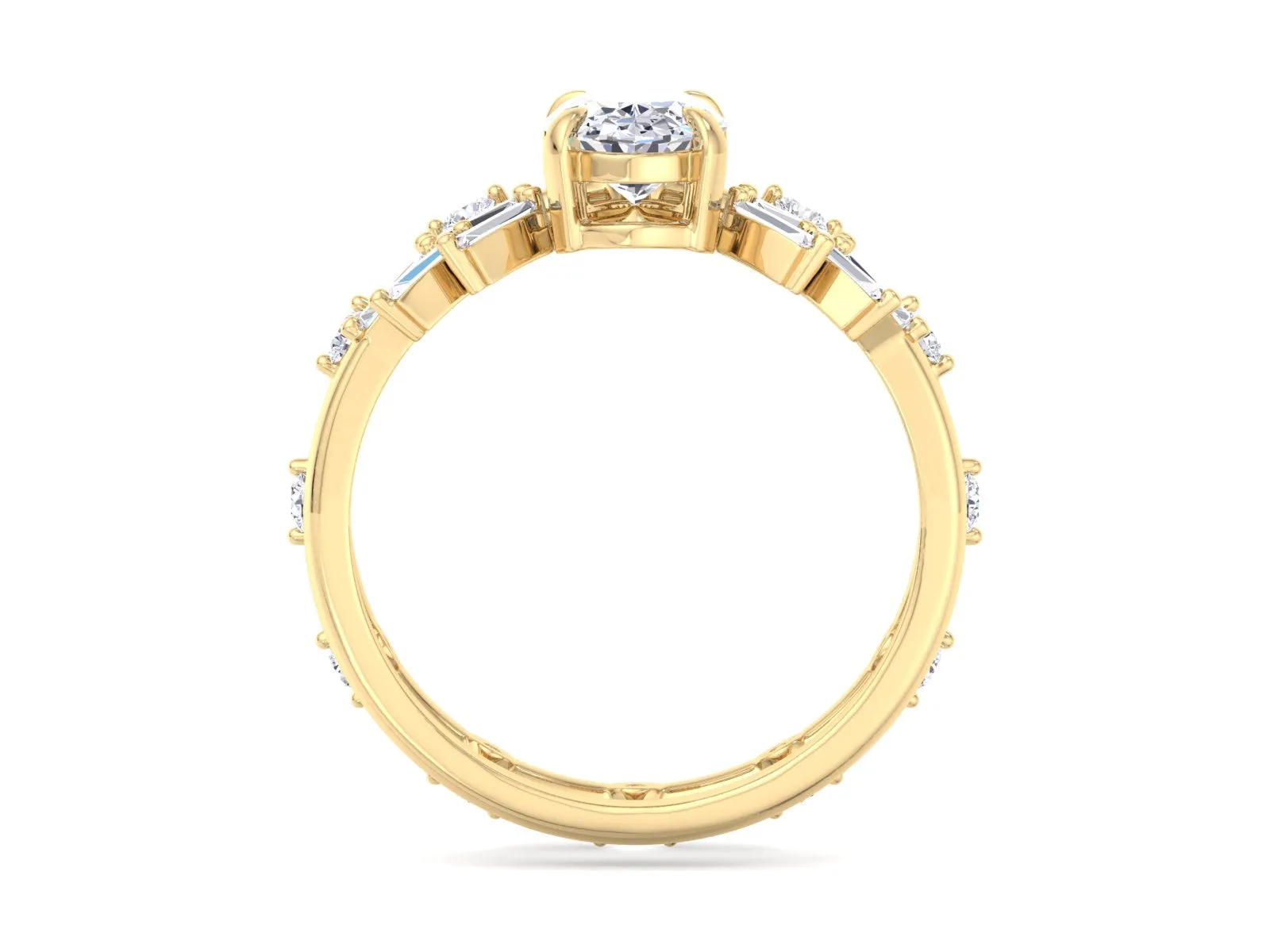 Oval Moissanite engagement ring set vintage Unique rose gold engagement ring woman Baguette Diamond Cluster Bridal set