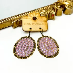 Pink Panache | Bronze Tone Oval Earrings with Lavender Crystals