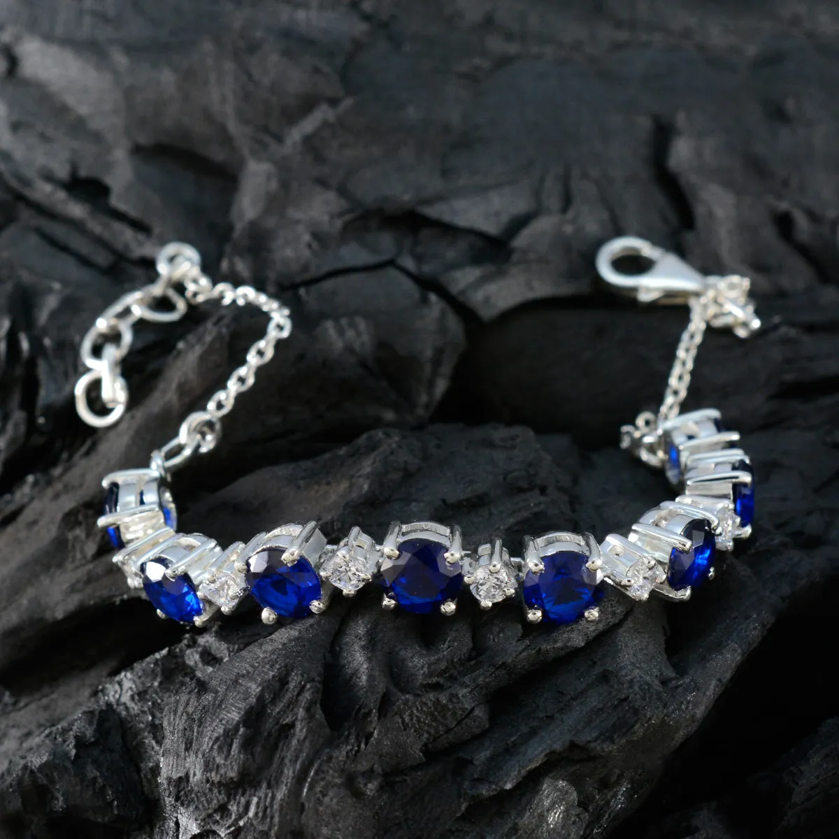 Riyo Elegant 925 Sterling Silver With Rose Gold Plated Bracelet For Womens Prong Setting Bracelet with Tennis Bracelet.