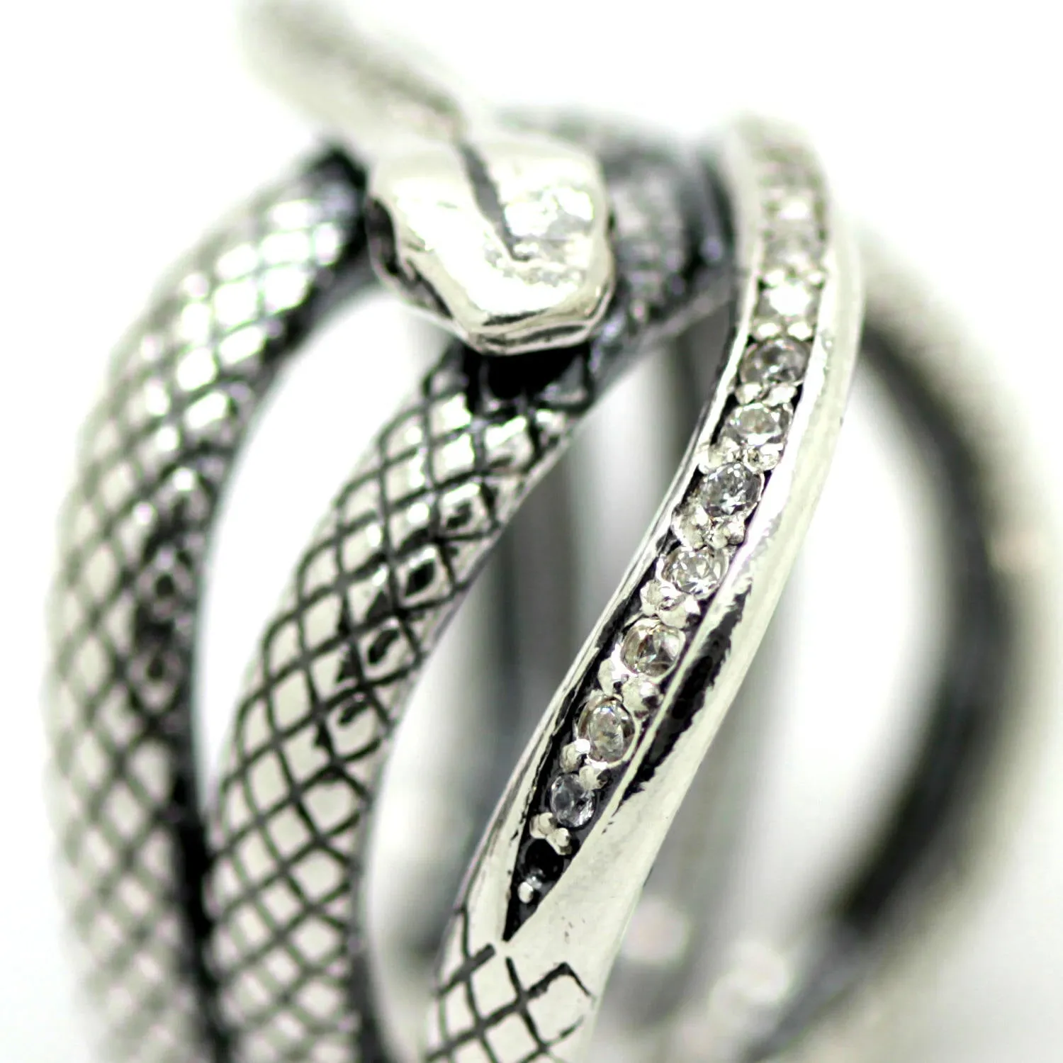 Snake Ring Silver 925 with Zircons