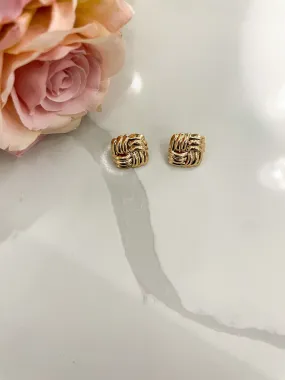 Square Weave Earrings in Gold