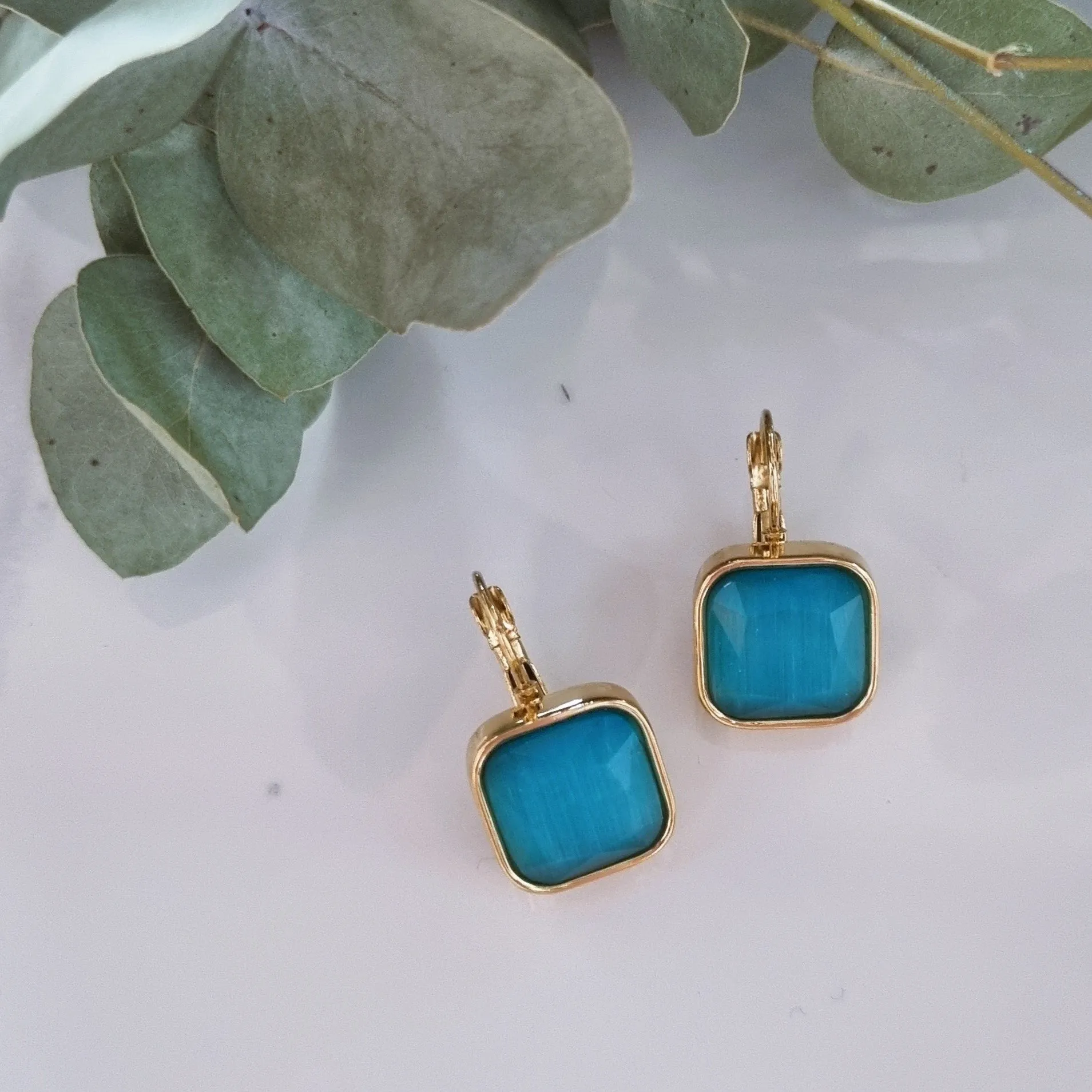 Squared stone's earrings