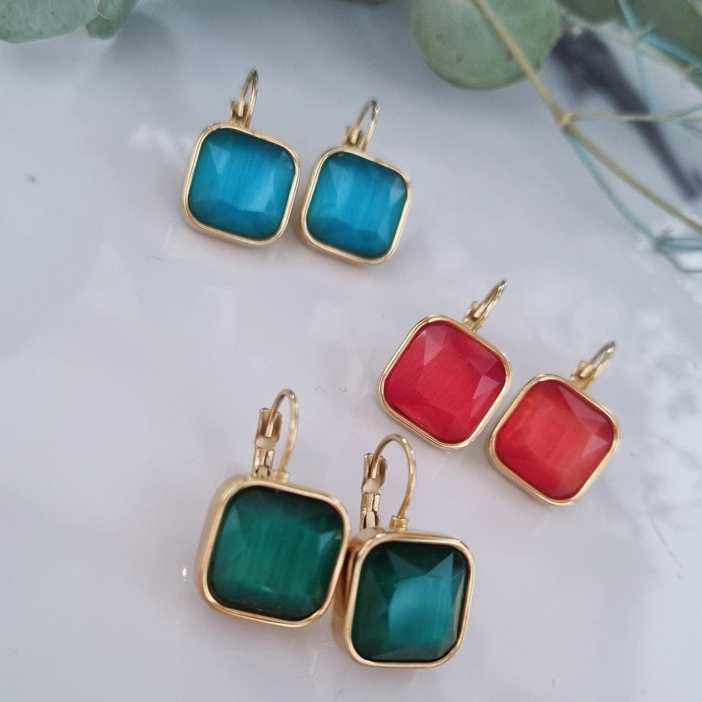 Squared stone's earrings