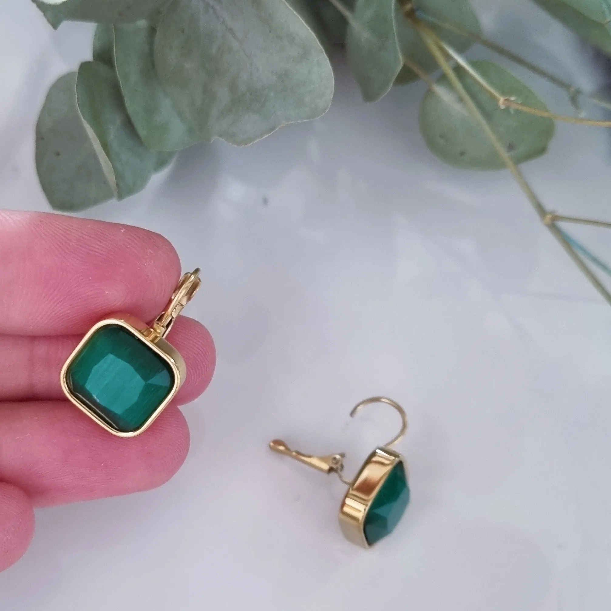 Squared stone's earrings