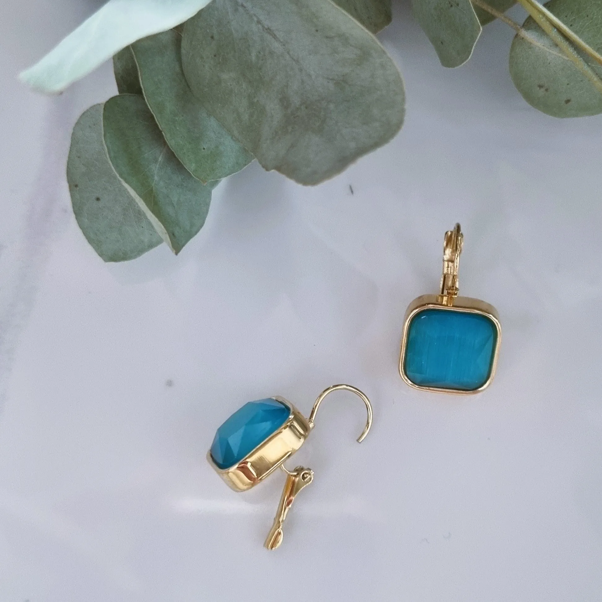 Squared stone's earrings