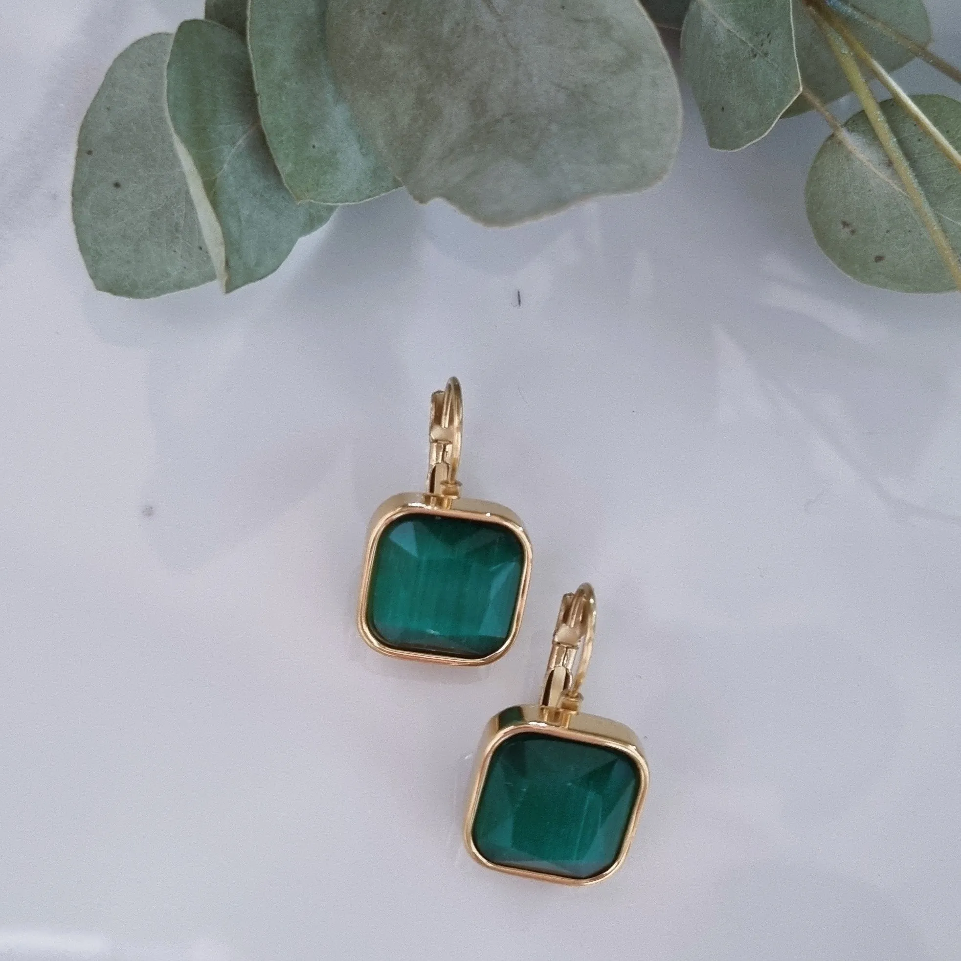 Squared stone's earrings