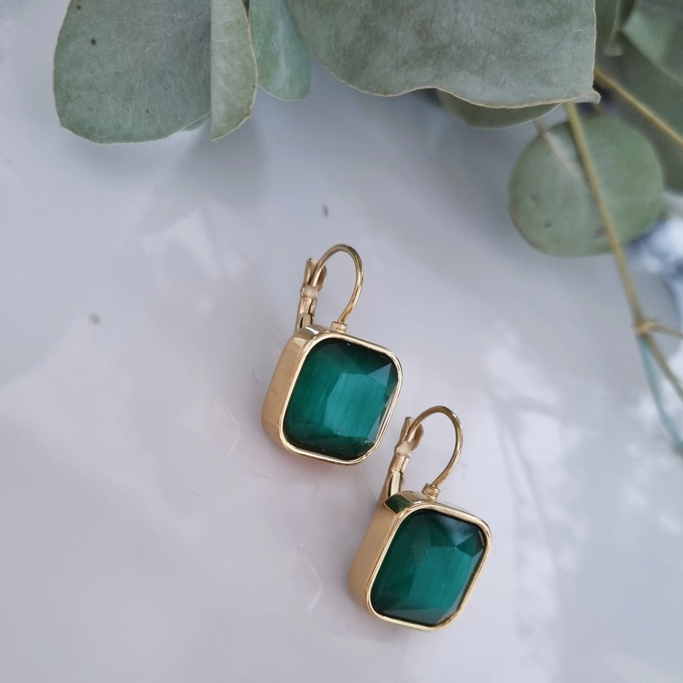 Squared stone's earrings