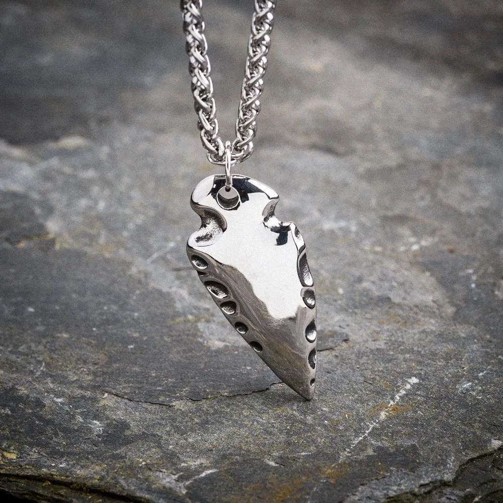 Stainless Steel Flint shape Pendant with Helm of Awe