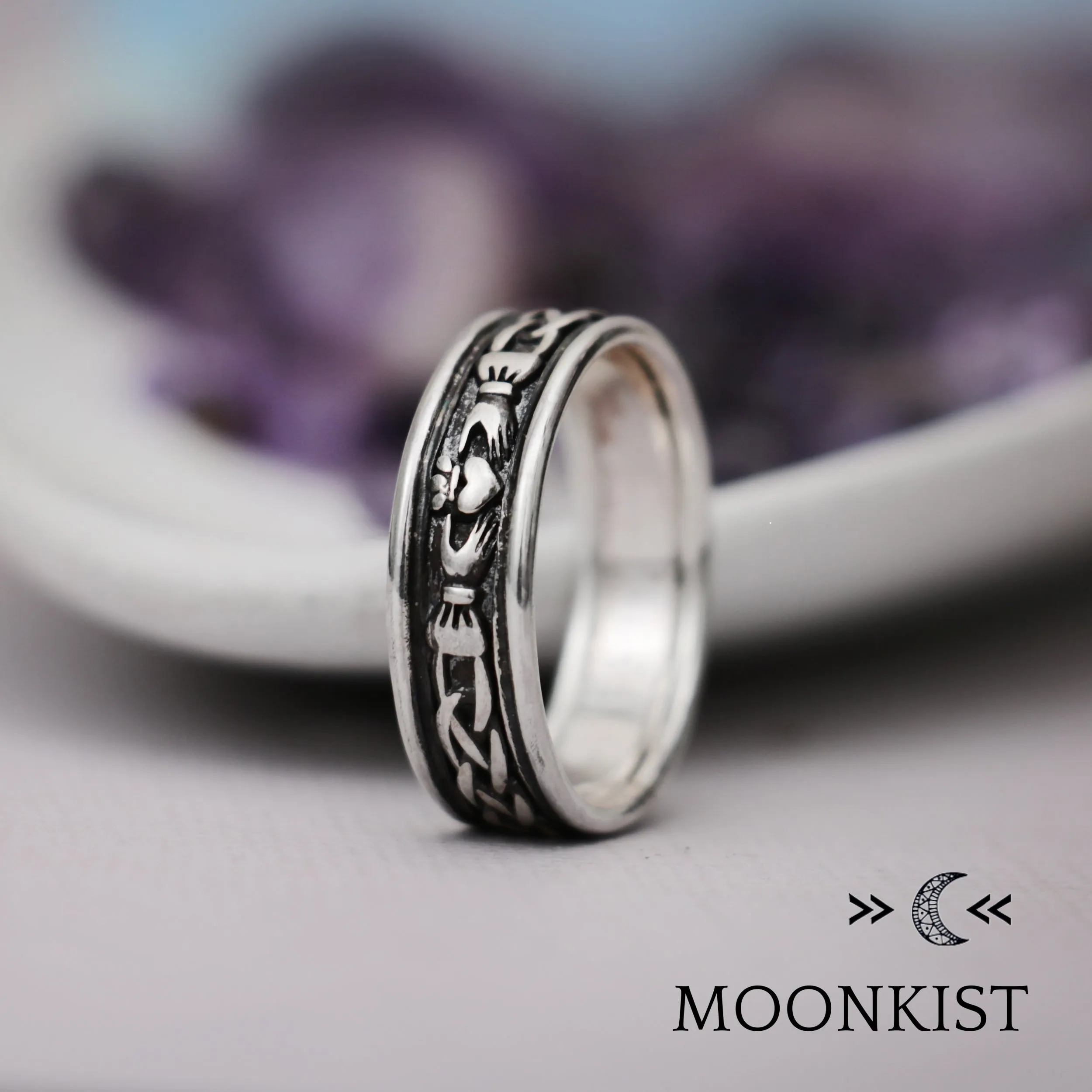 Sterling Silver Wide Claddagh Wedding Band | Moonkist Designs