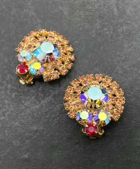 【USA輸入】ヴィンテージ マルチカラー ビジュー イヤリング/Vintage Multicolor Bijou Clip On Earrings