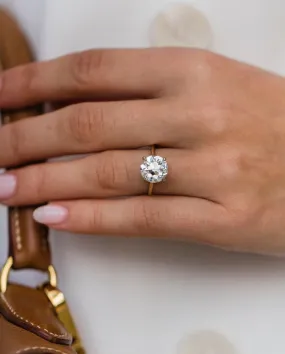 Vintage 2.11 TCW Round Old European Cut Colorless Moissanite Engagement Ring