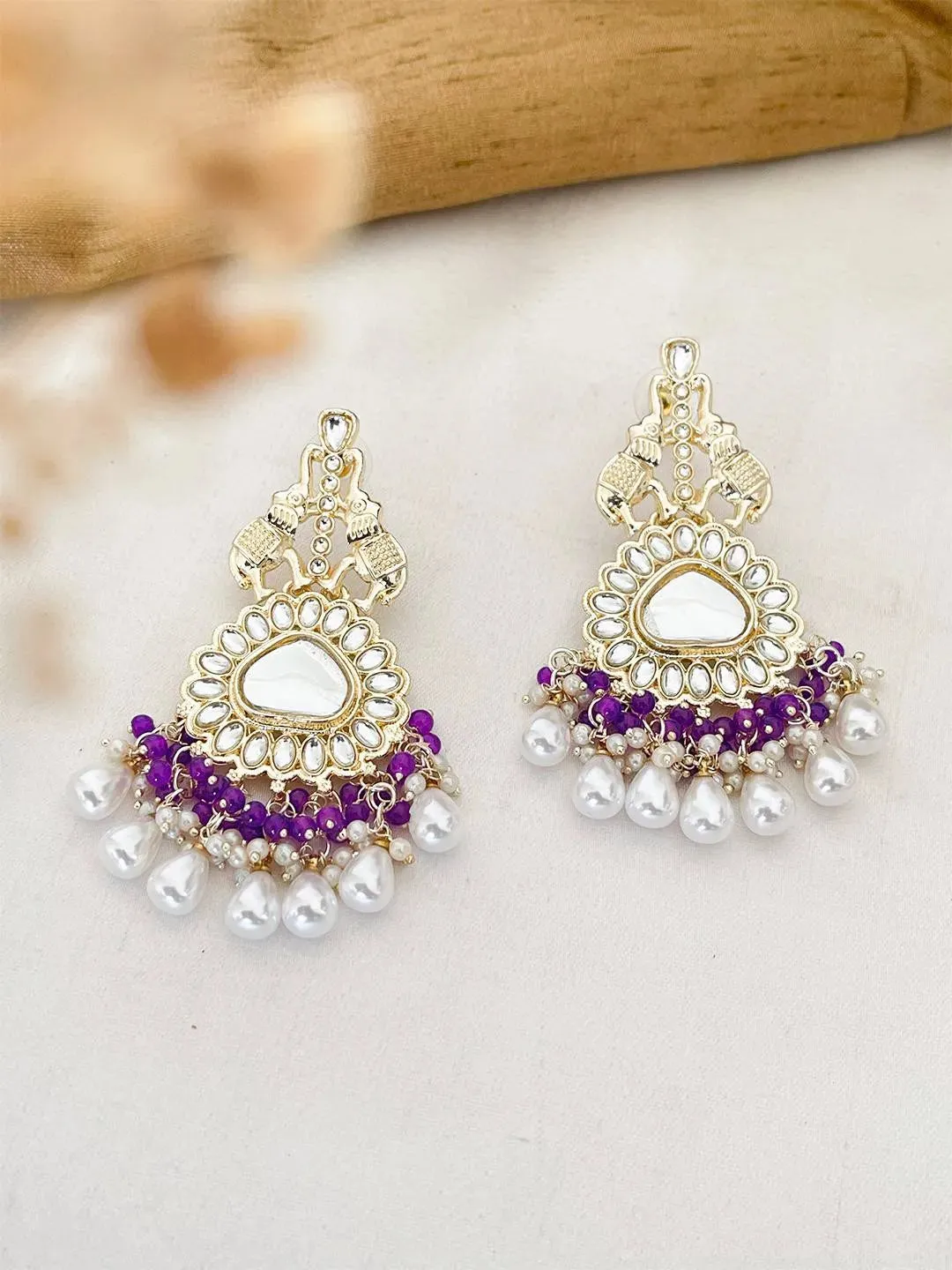 Wine Colored Chandbali Earrings